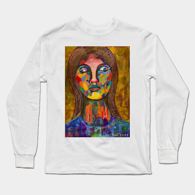 Lady Resting in Color Long Sleeve T-Shirt by Leslie Pino Durant